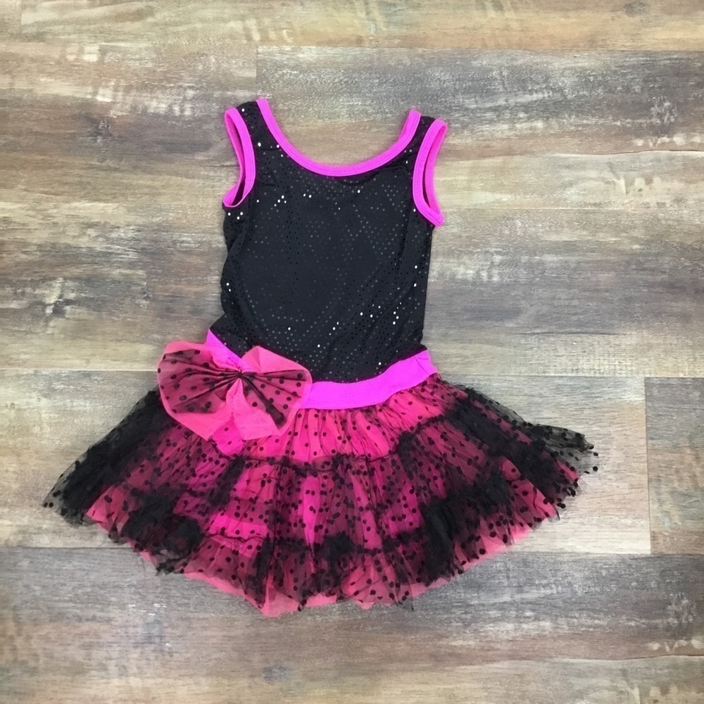 WEISSMAN Size IC (7/8 ) Black/Pink Lace Dance Costume!